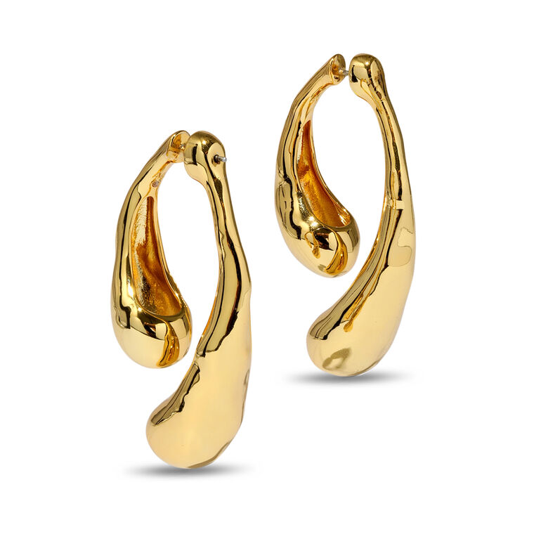 Molten Gold Scoop Front Back Earrings image number null