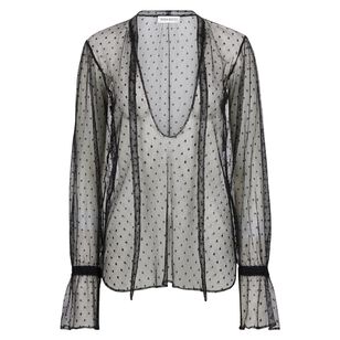 Sheer Polka Dot Long Sleeve Blouse