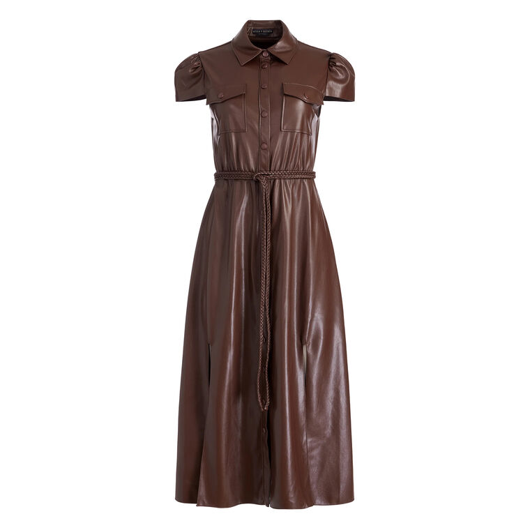 Miranda Vegan Leather Midi Dress image number null