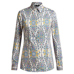 Paisley Print Button Front Blouse