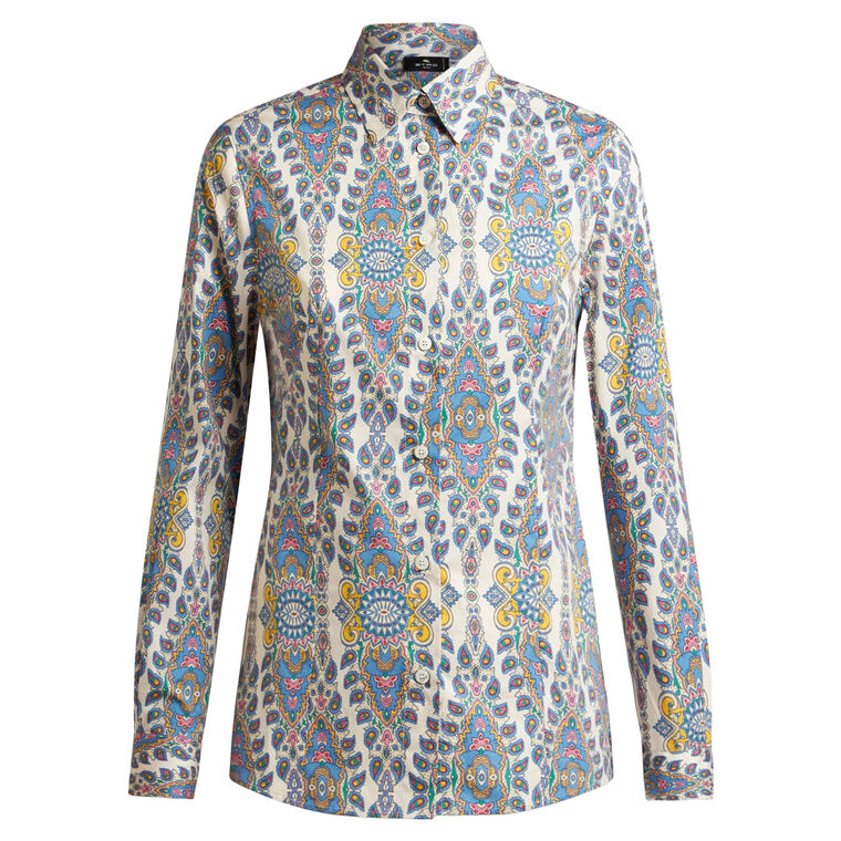 Paisley Print Button Front Blouse image number null