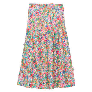 Floral Butterflies Linen Maxi Skirt