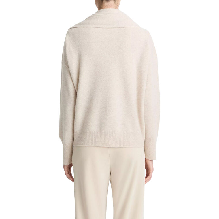 Draped-Shawl Crew Neck Sweater image number null