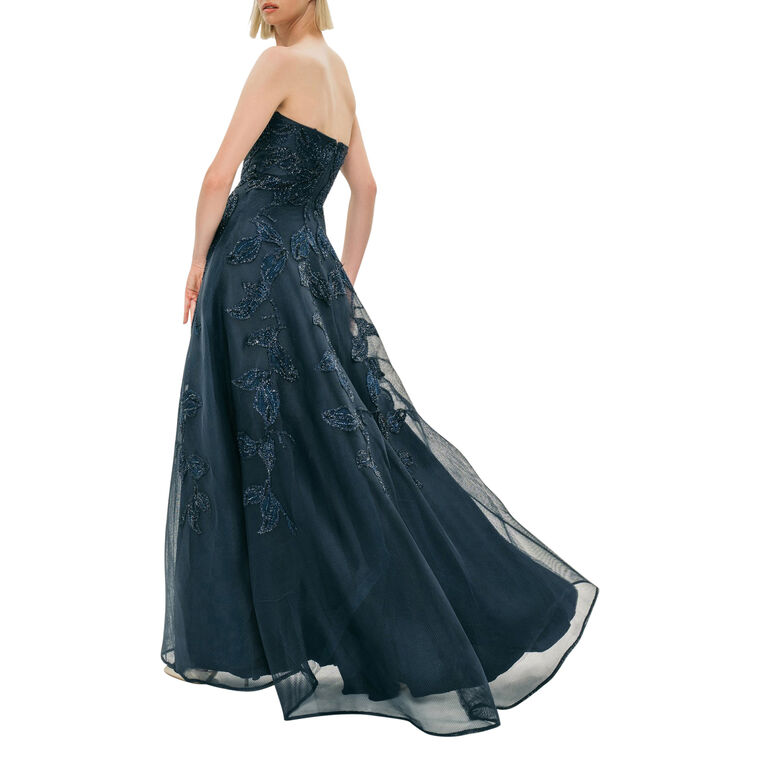 Embroidered Lace Applique Off-The-Shoulder Gown image number null