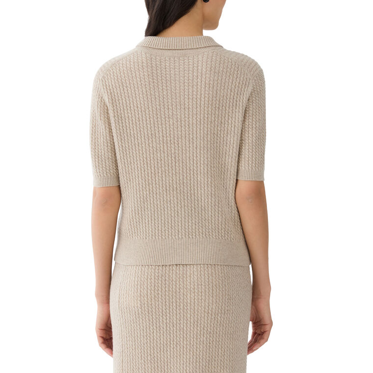 Cabled Polo Sweater image number null