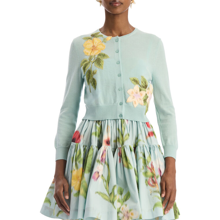 Dominican Mixed-Floral Threadwork Cardigan image number null