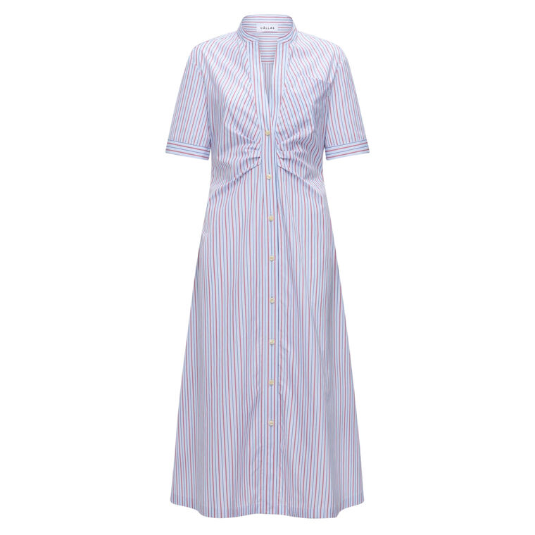 Noor Short Sleeve Button Down Midi Dress image number null