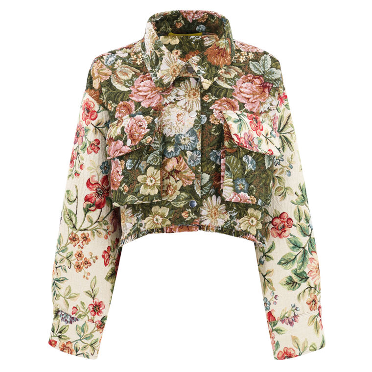 Patchwork Brocade Cropped Jacket image number null