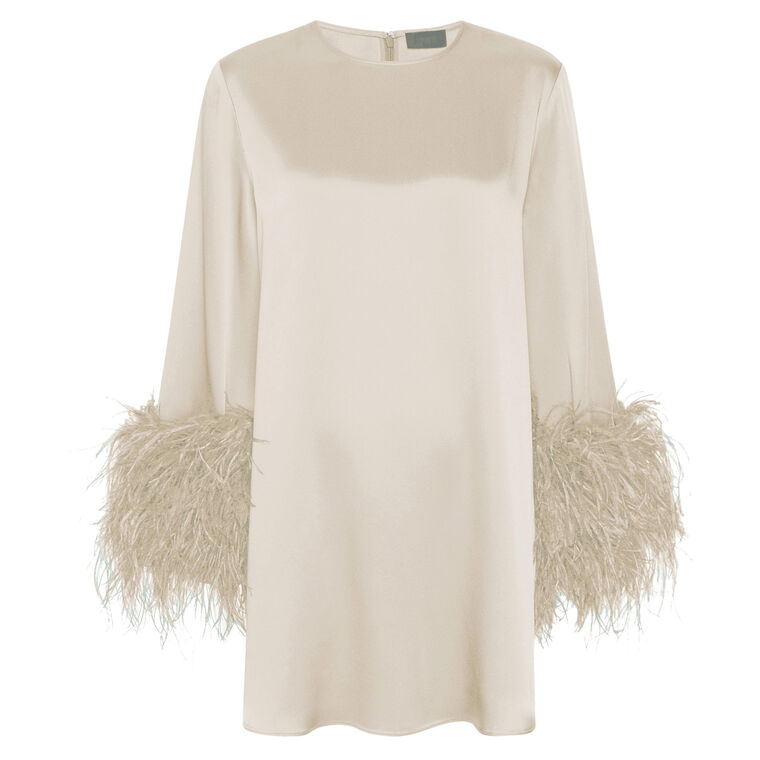 Satin Dress With Feathers image number null