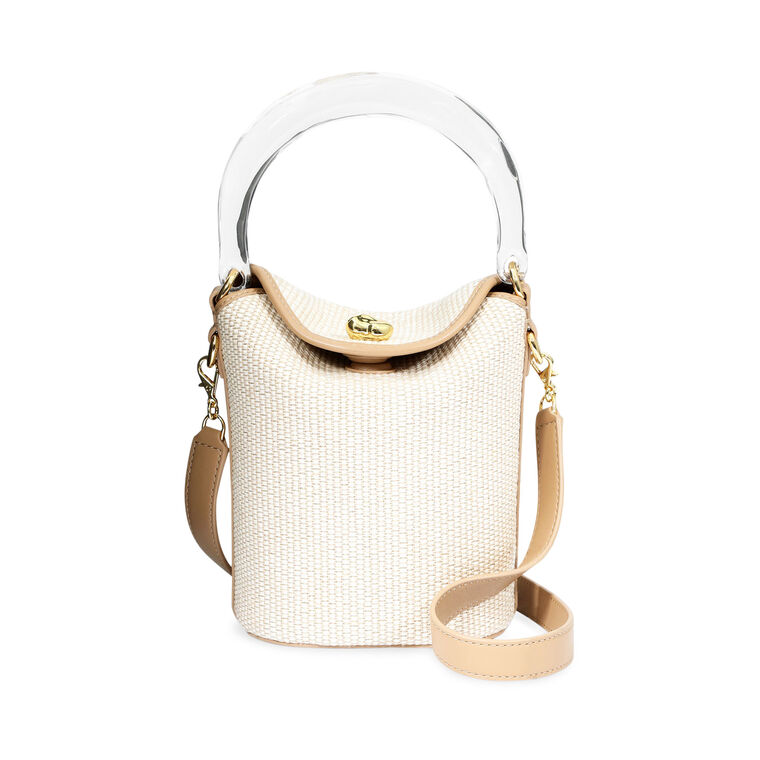 Liquid Lucite Raffia And Leather Bucket Bag image number null