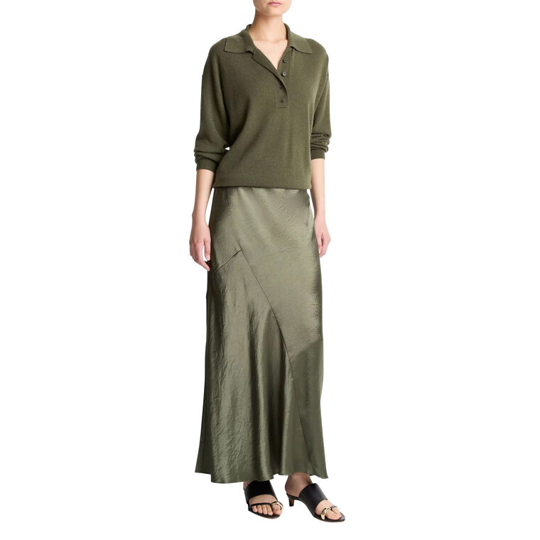 Paneled Satin Bias Skirt image number null