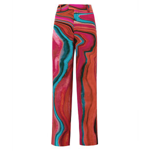 Low Rise Printed Crepe Satin Straight Leg Trouser