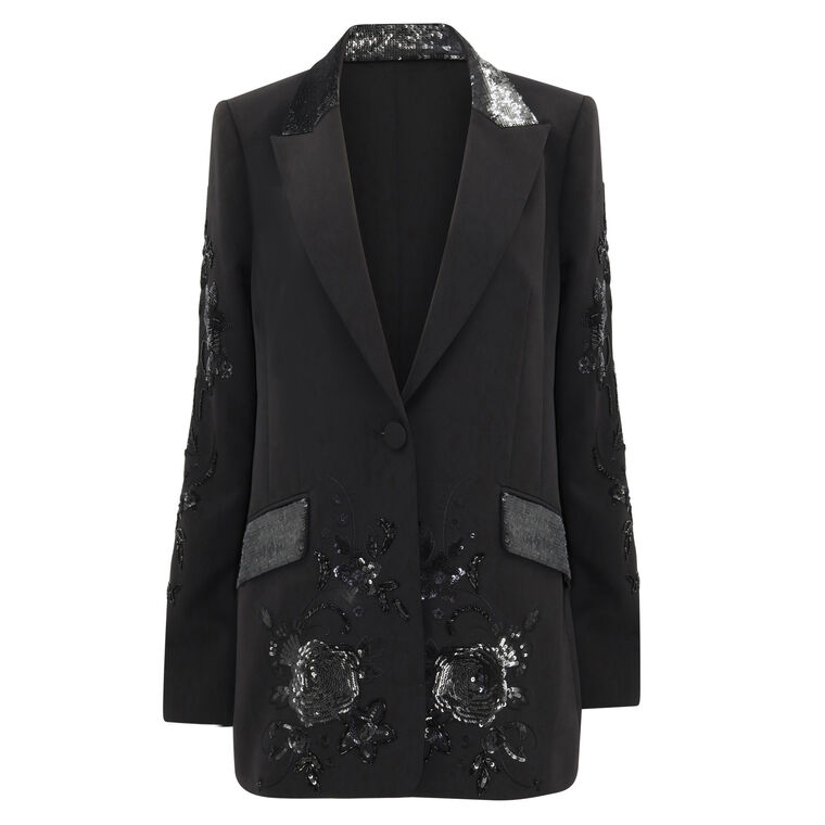 Autumn Single-Button Sequin Embroidered Blazer image number null