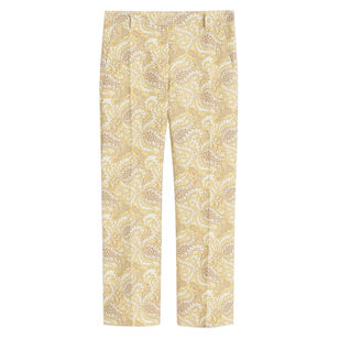 Donde Printed Basketweave Cotton Cropped Trousers
