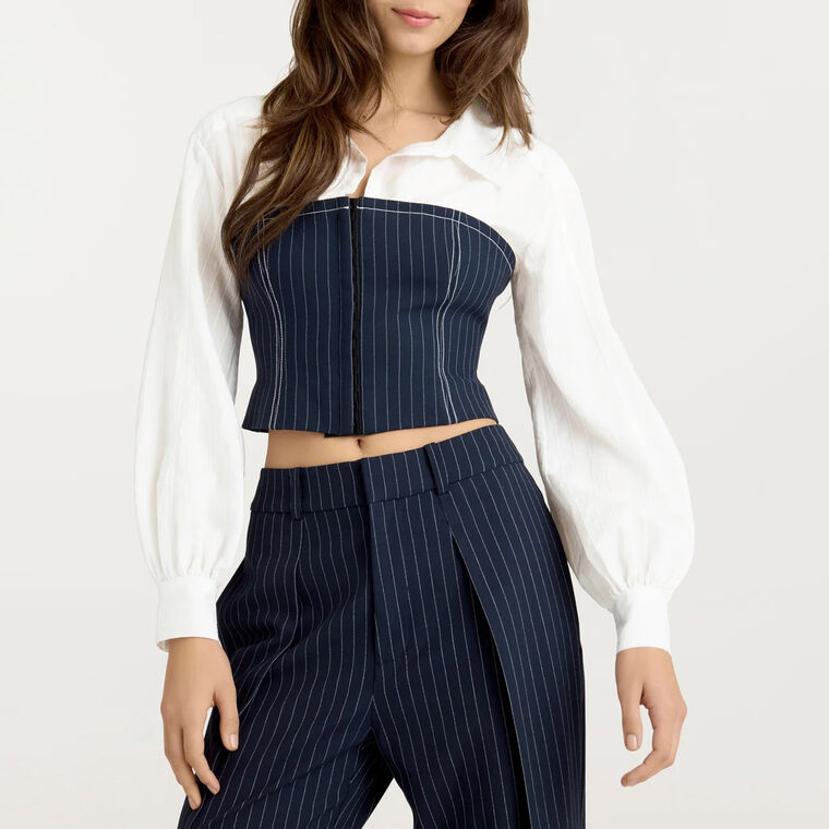 Levina Pinstripe Corset Top image number null