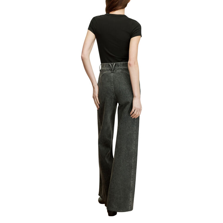 Grant Studded High Rise Wide Leg Jean With Curved Seams image number null