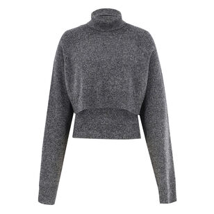 Deconstructed Layered Turtleneck Knit Top