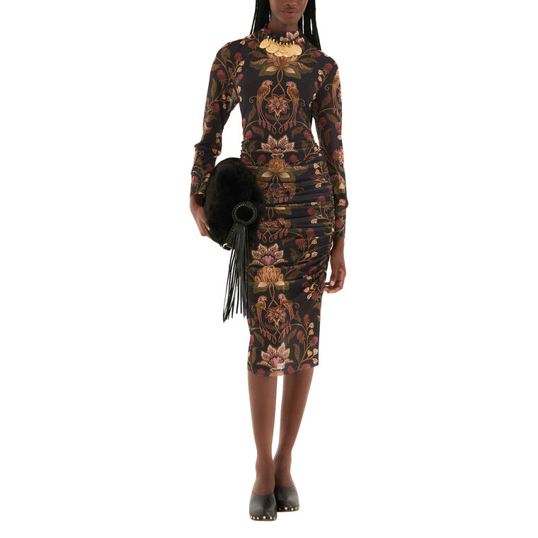 Berry Garden Black Tulle Midi Dress image number null
