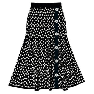 Button Detail Mermaid Mid Calf Skirt