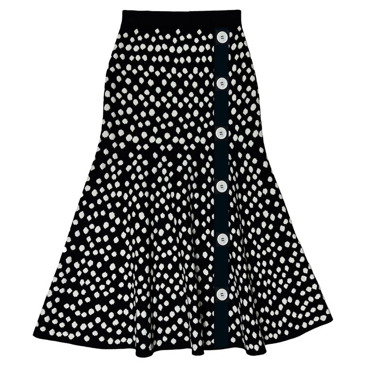 Button Detail Mermaid Mid Calf Skirt image number null