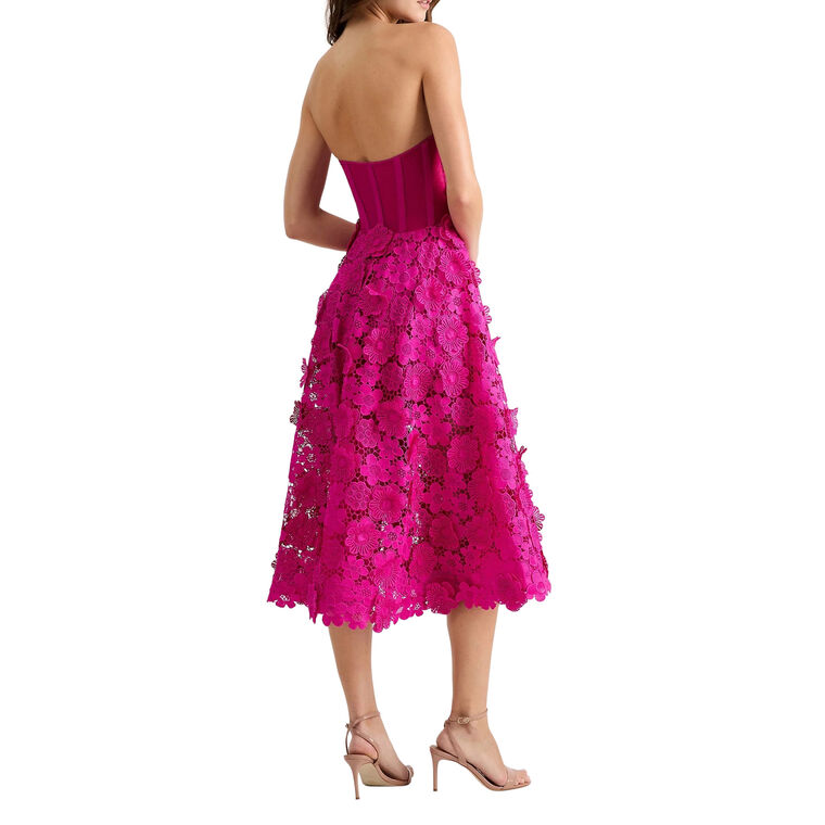 Florence Strapless 3D Floral Midi Dress image number null