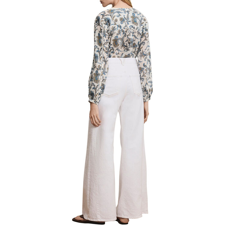 Soleil Long Sleeve Paisley Button-Down Blouse image number null