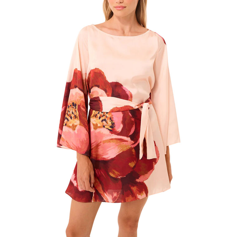 Twiggy Bell Sleeve Tie-Waist Mini Dress image number null