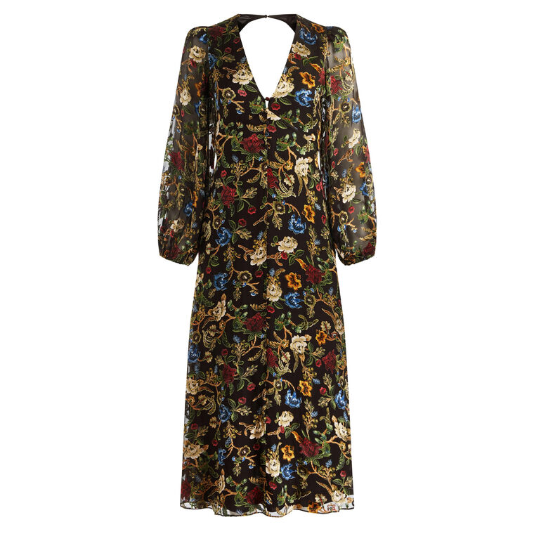 Mona Deep V-Neck Midi Dress image number null