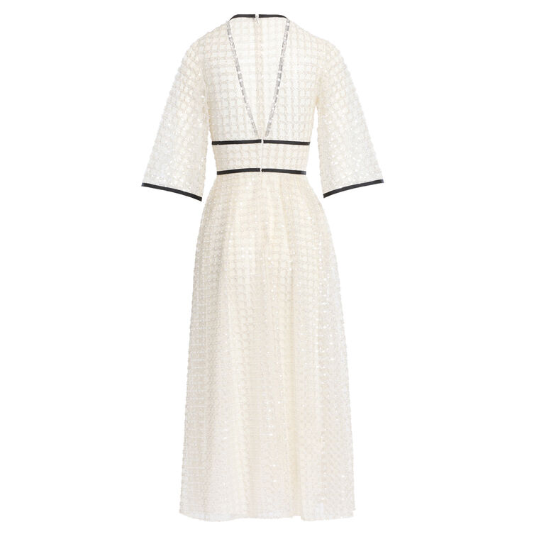 Pearl Sequined Mesh Midi Dress image number null
