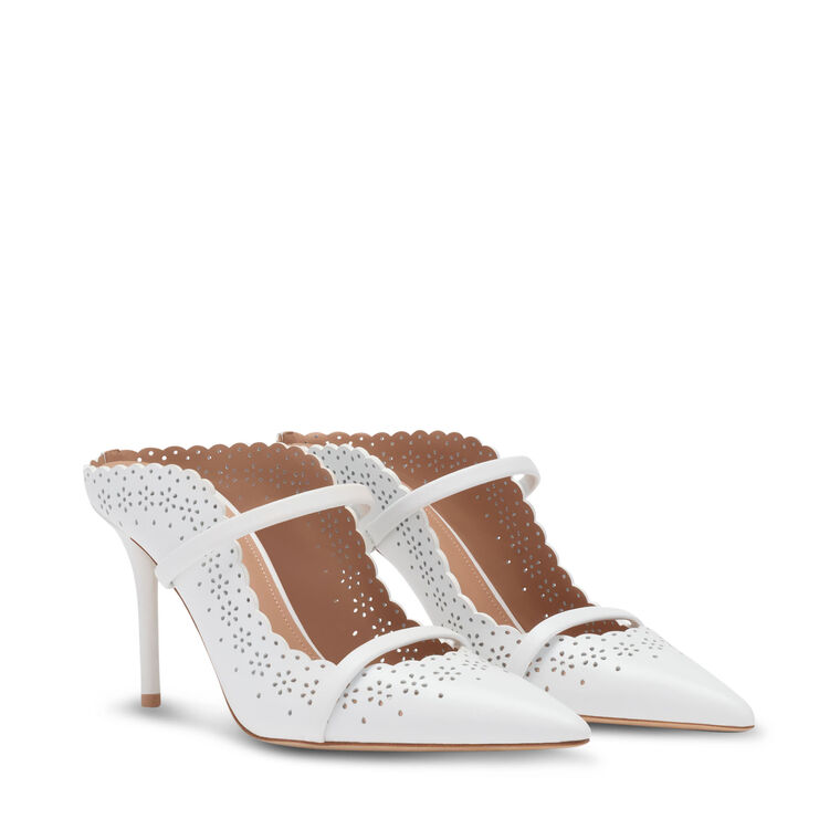 Maureen 85mm Broderie Leather Heeled Mules image number null