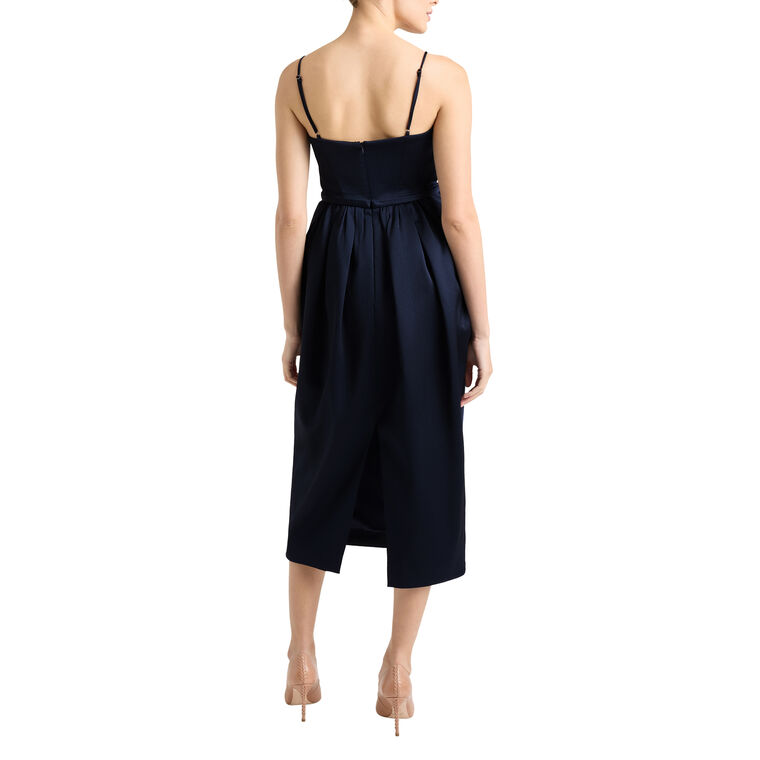 Soline Sleeveless Bow Detail Pleated Midi Dress image number null