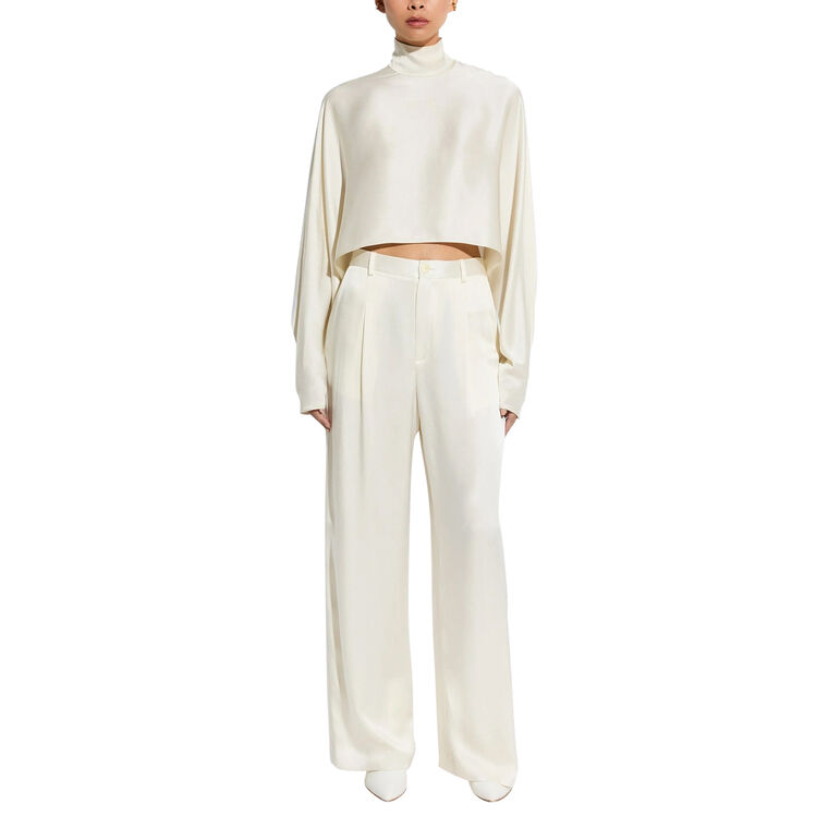 Satin Relaxed Pleated Pant image number null