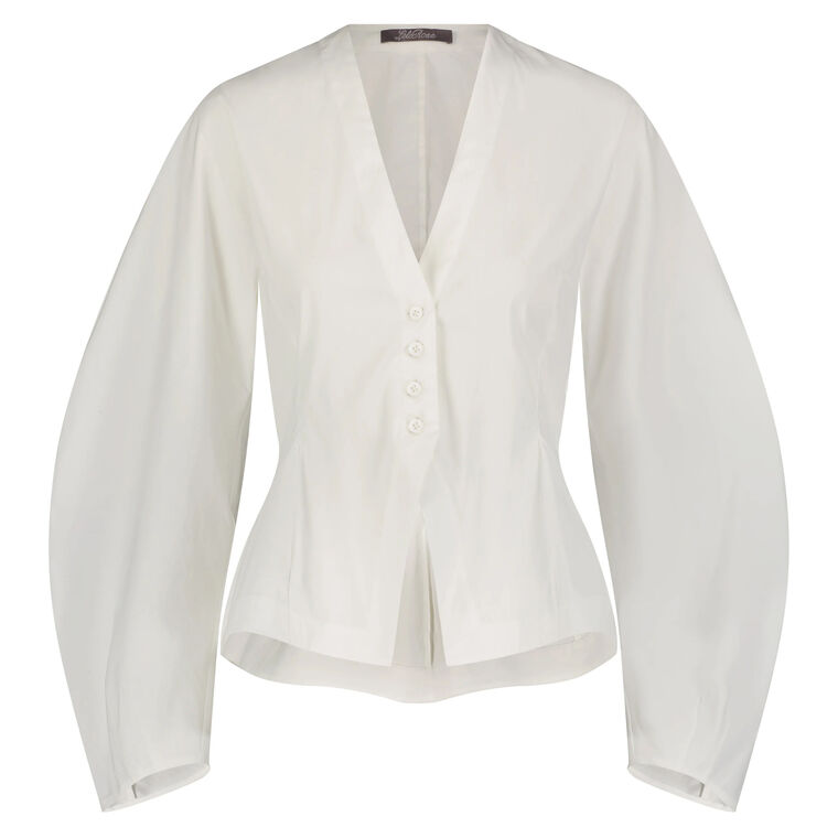 Button Front Long Sleeve Peplum Top image number null