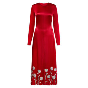 Elsie Handbeaded Hem Silk Midi Dress