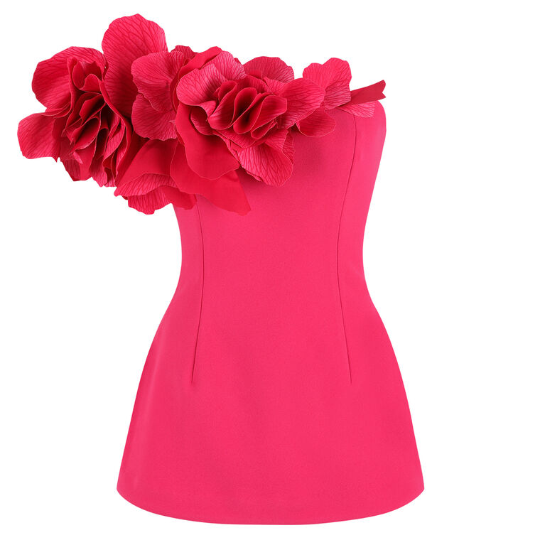 Frant Strapless 3D Floral Embellished Top image number null