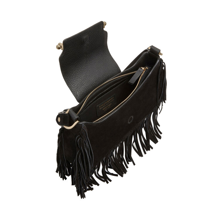 Multrees Omni Zipped Suede Shoulder Bag With Fringe image number null