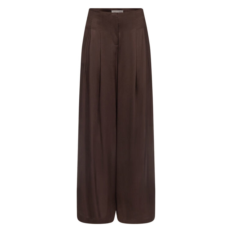 Drew Pleated Silk-Blend Wide-Leg Pants image number null