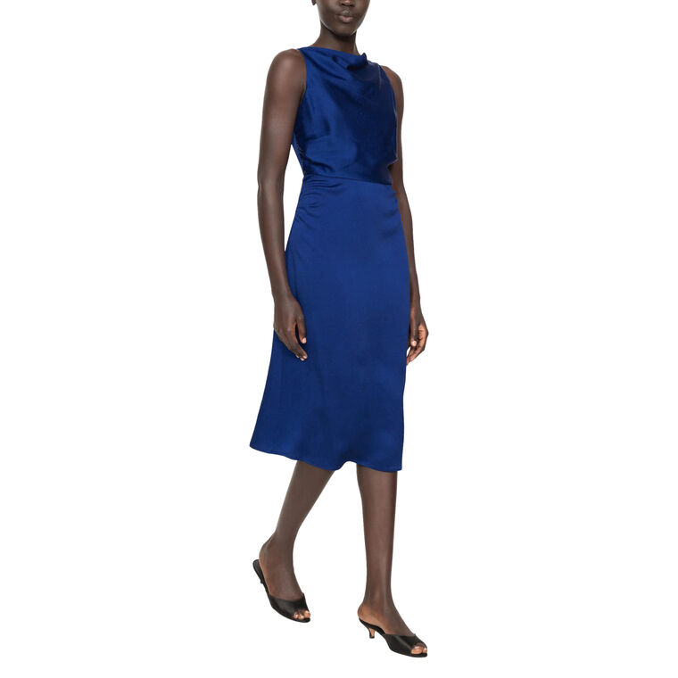 Noa Satin Halter Cowl Dress image number null