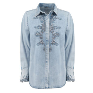 Imara Beaded Embroidered Denim Blouse