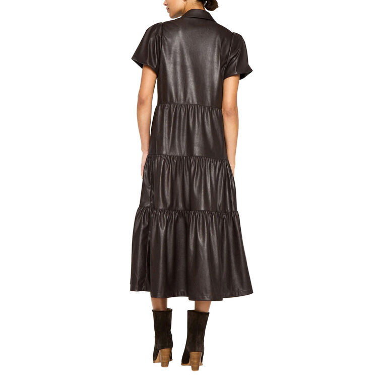 The Havana Vegan Leather Midi Dress image number null