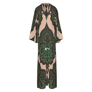Landscapes Long Sleeve Silk Maxi Dress