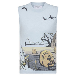 Scenic Jersey Intarsia Cashmere Shell Top