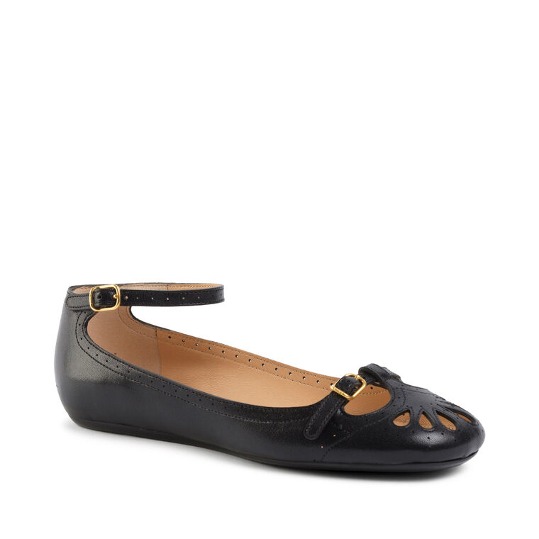 Misty Cut Out Ballerina Flat With Ankle Strap image number null