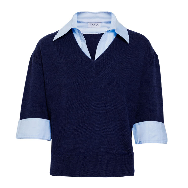 Esme Short Sleeve Sweater Combo Top image number null