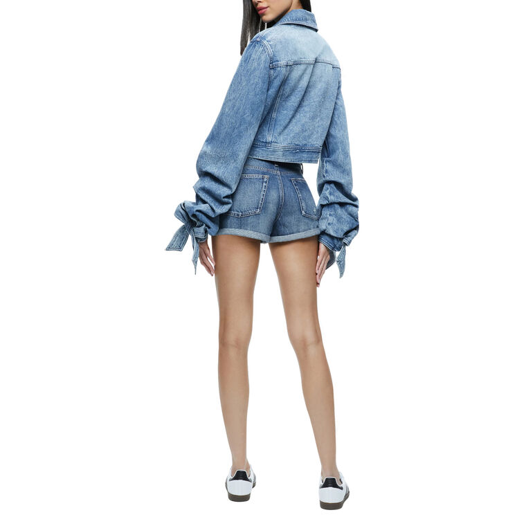 Tiff Denim Jacket With Bow Sleeve image number null
