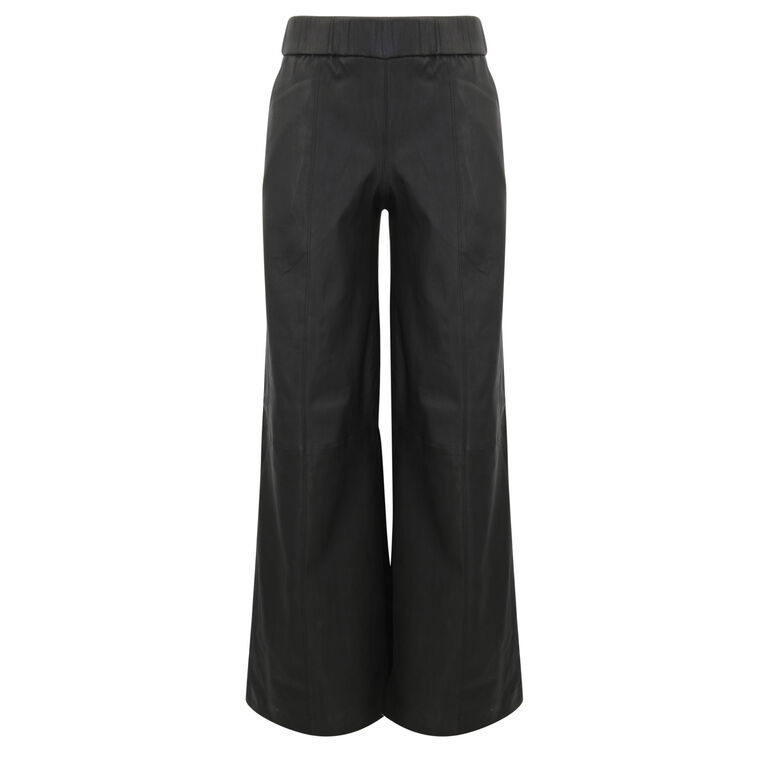 Leather Wide-Leg Pull On Pant image number null