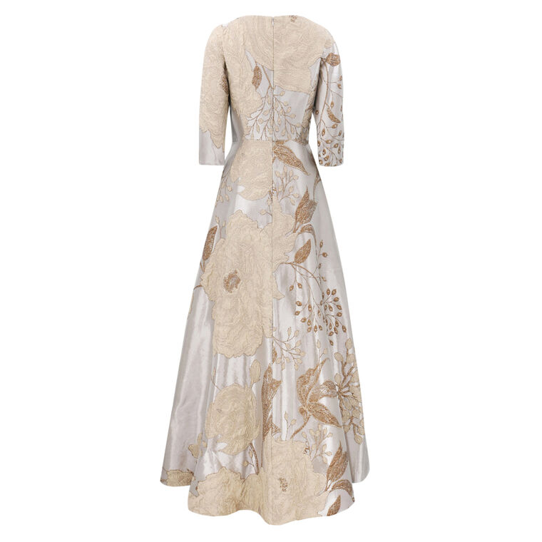 Metallic Jacquard A-Line Evening Gown image number null