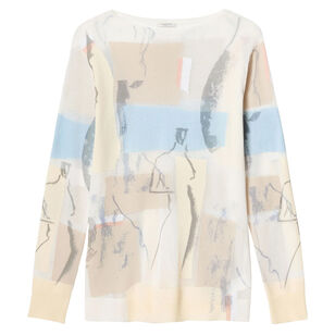 Sheer Sketchbook Printed Intarsia Sweater