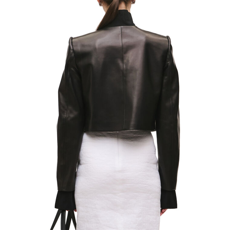 The Ryder Crewneck Single Breasted Leather Jacket image number null