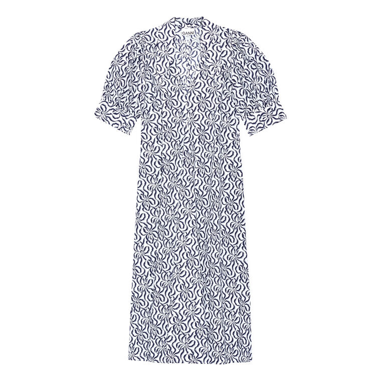 Printed Cotton Poplin V-Neck Long Dress image number null